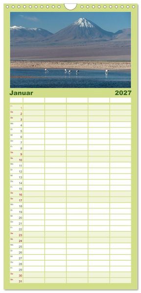 Produktbild: Familienplaner 2027 - Magie dieses S&uuml;damerikanischen Landes, Chile mit 5 Spalten (Wandkalender, 21 x 45 cm) CALVENDO
