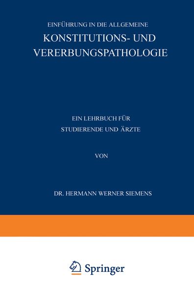 Produktbild: Einf&uuml;hrung in die Allgemeine Konstitutions- und Vererbungspathologie