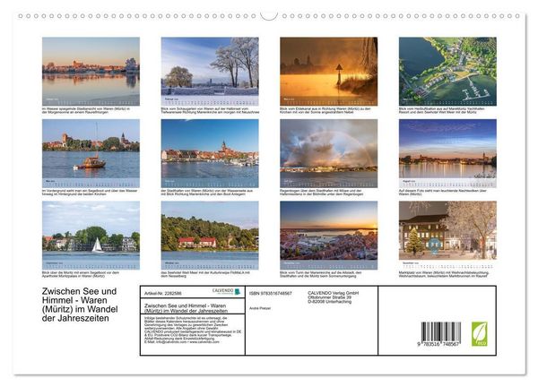 Produktbild: Zwischen See und Himmel - Waren (M&uuml;ritz) im Wandel der Jahreszeiten (hochwertiger Premium Wandkalender 2026 DIN A2 quer), Kunstdruck in Hochglanz