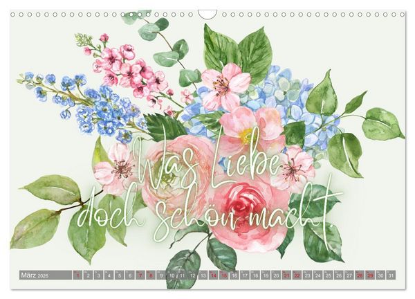 Produktbild: Flower Romance - Romantischer Bl&uuml;tenzauber (Wandkalender 2026 DIN A3 quer), CALVENDO Monatskalender