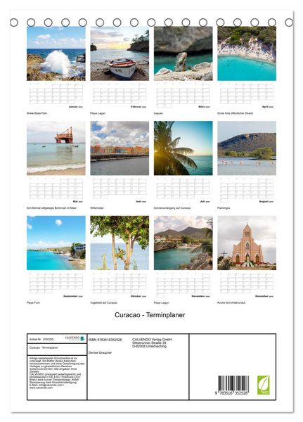 Produktbild: Curacao - Terminplaner (Tischkalender 2026 DIN A5 hoch), CALVENDO Monatskalender