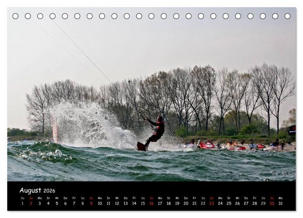 Produktbild: Kitesurfen &ndash; Faszination auf dem Wasser (Tischkalender 2026 DIN A5 quer), CALVENDO Monatskalender