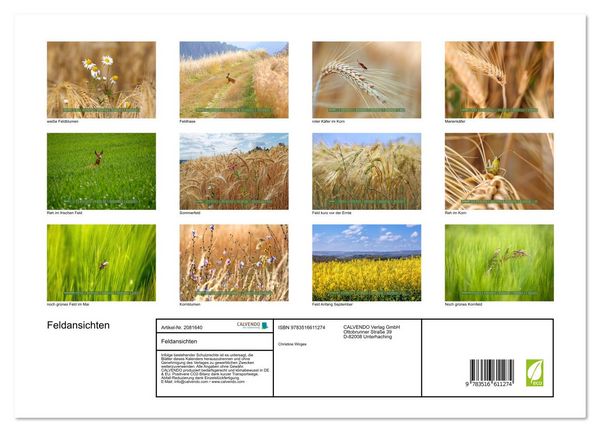 Produktbild: Feldansichten (hochwertiger Premium Wandkalender 2026 DIN A2 quer), Kunstdruck in Hochglanz
