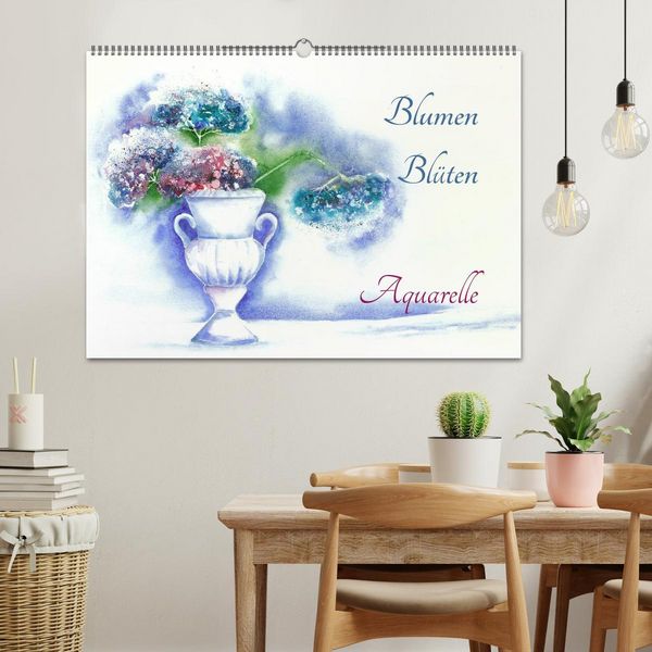 Produktbild: Blumen Bl&uuml;ten Aquarelle (Wandkalender 2026 DIN A2 quer), CALVENDO Monatskalender