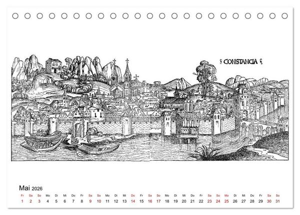 Produktbild: Schedelsche Weltchronik Deutsche St&auml;dte 1493 (Tischkalender 2026 DIN A5 quer), CALVENDO Monatskalender