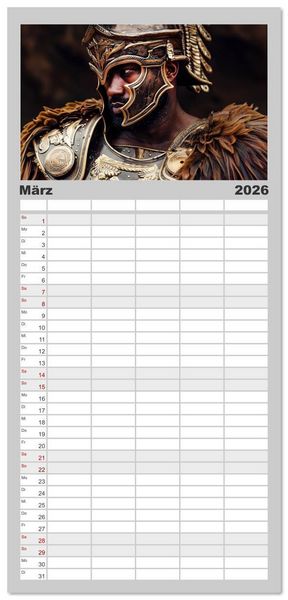 Produktbild: Familienplaner 2026 - Unbeugsame Herzen mit 5 Spalten (Wandkalender, 21 x 45 cm) CALVENDO
