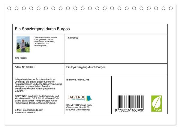 Produktbild: Ein Spaziergang durch Burgos (Tischkalender 2026 DIN A5 quer), CALVENDO Monatskalender