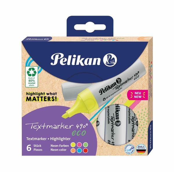 Produktbild: Pelikan Marker 490&reg; eco, Set aus 6 Neon-Farben im Etui