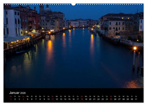 Produktbild: Venedig bei Nacht (hochwertiger Premium Wandkalender 2026 DIN A2 quer), Kunstdruck in Hochglanz