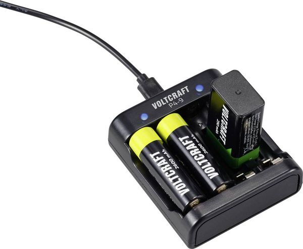 Produktbild: VOLTCRAFT P4-9 Rundzellen-Ladeger&auml;t NiMH Micro (AAA), Mignon (AA), 9V Block