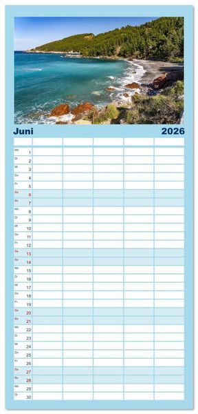Produktbild: Familienplaner 2026 - Griechenland - Eub&ouml;a - Evia mit 5 Spalten (Wandkalender, 21 x 45 cm) CALVENDO