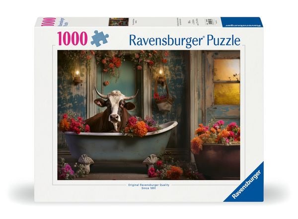 Produktbild: Erwachsenenpuzzle 1000 Teile - Die Kuh in der Badewanne