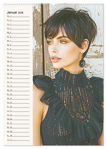 Produktbild: Kurzhaarschnitte. Zeitlose und sch&ouml;ne Schnitte f&uuml;r kurze Haare (hochwertiger Premium Wandkalender 2026 DIN A2 hoch), Kunstdruck in Hochglanz