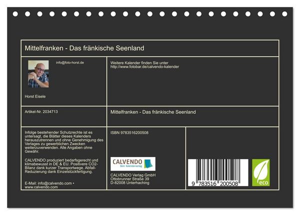 Produktbild: Mittelfranken - Das fr&auml;nkische Seenland (Tischkalender 2026 DIN A5 quer), CALVENDO Monatskalender