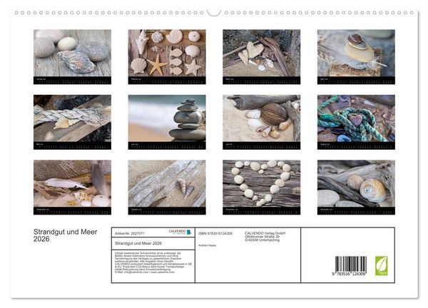 Produktbild: Strandgut und Meer 2026 (hochwertiger Premium Wandkalender 2026 DIN A2 quer), Kunstdruck in Hochglanz