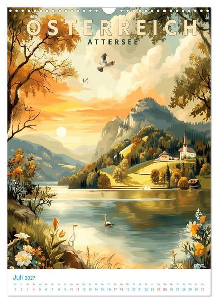 Produktbild: &Ouml;sterreich - Old School Poster Style (Wandkalender 2027 DIN A3 hoch), CALVENDO Monatskalender