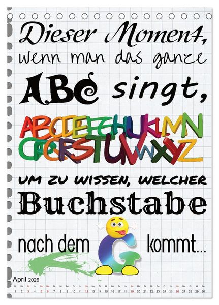 Produktbild: Sch&uuml;ler-Spr&uuml;che (Tischkalender 2026 DIN A5 hoch), CALVENDO Monatskalender