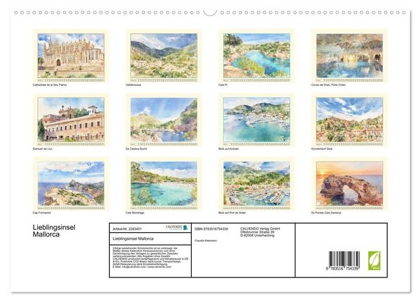 Produktbild: Lieblingsinsel Mallorca (hochwertiger Premium Wandkalender 2027 DIN A2 quer), Kunstdruck in Hochglanz