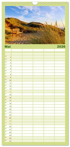 Produktbild: Familienplaner 2026 - Sylt - Magie der Abendstunden mit 5 Spalten (Wandkalender, 21 x 45 cm) CALVENDO