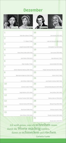 Produktbild: Der literarische Geburtstagskalender - Mit Geburtstagskindern und Zitaten