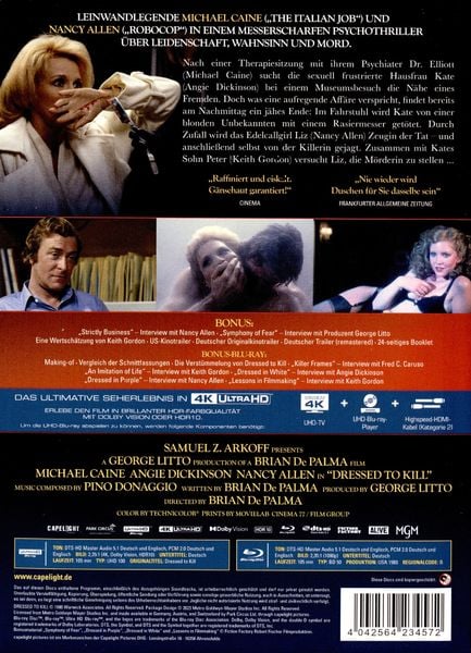 Produktbild: Dressed to Kill - 3-Disc Limited Collector's Edition im Mediabook (4K Ultra HD + Blu-ray + Bonus-Blu-ray)