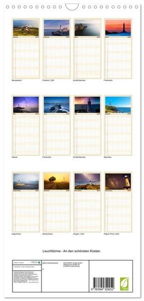 Produktbild: Familienplaner 2027 - Leuchtt&uuml;rme - An den sch&ouml;nsten K&uuml;sten. mit 5 Spalten (Wandkalender, 21 x 45 cm) CALVENDO