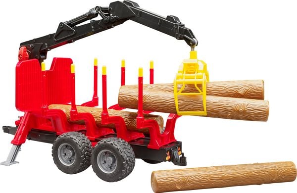 Produktbild: Bruder Profi-Serie R&uuml;ckeanh&auml;nger mit Ladekran, 4 Baumst&auml;mmen und Holzgreifer