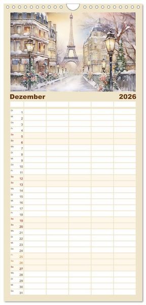Produktbild: Familienplaner 2026 - Eiffelturm: Kreativ anders mit 5 Spalten (Wandkalender, 21 x 45 cm) CALVENDO