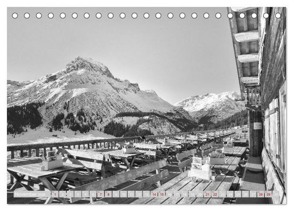 Produktbild: Arlberg black and white (Tischkalender 2026 DIN A5 quer), CALVENDO Monatskalender