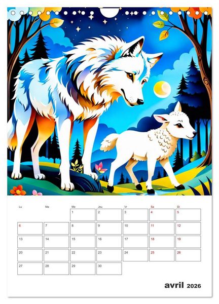 Produktbild: Les fables illustr&eacute;es (Calendrier mural 2026 DIN A4 horizontal), CALVENDO calendrier mensuel