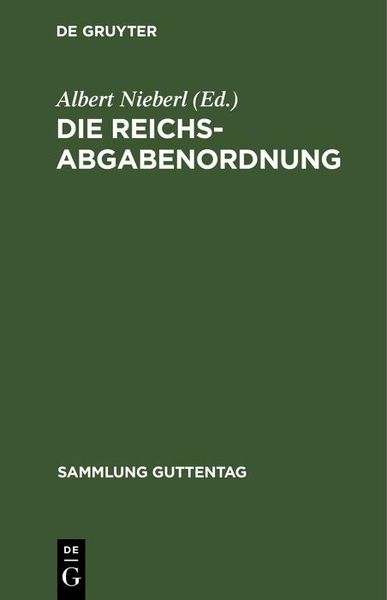 Produktbild: Die Reichsabgabenordnung