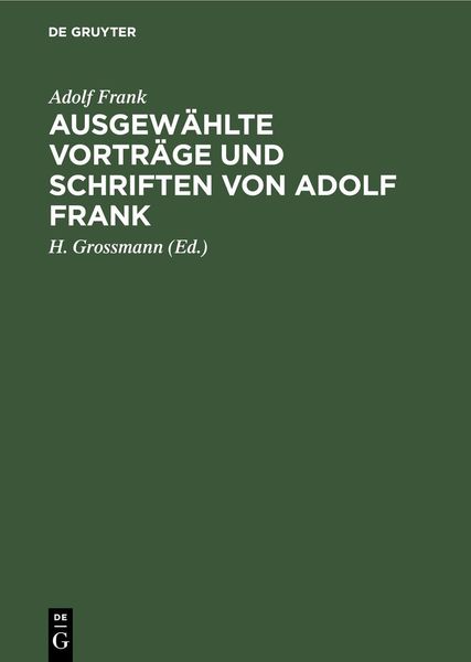 Produktbild: Ausgew&auml;hlte Vortr&auml;ge und Schriften von Adolf Frank