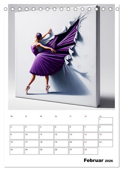 Produktbild: Tanz der Befreiung &ndash; Ballerina auf der Suche nach Freiheit (Tischkalender 2026 DIN A5 hoch), CALVENDO Monatskalender