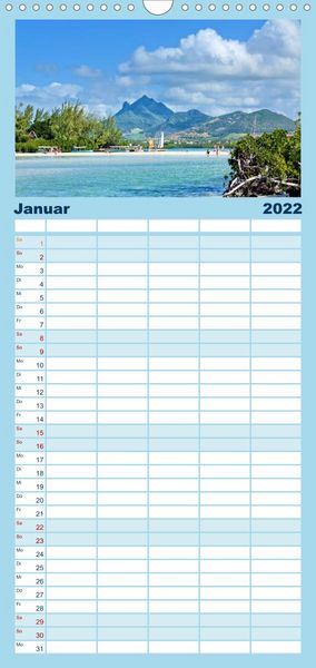 Produktbild: Familienplaner Inselparadies Mauritius (Wandkalender 2022 , 21 cm x 45 cm, hoch)