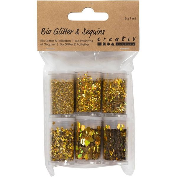 Produktbild: Creativ Company Biologisch abbaubarer Sparkles & Pailletten, Gold, 6x7 ml