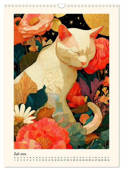 Produktbild: Katzenkunst. K&uuml;nstlerische Paintings im modernen Folk-Stil (Wandkalender 2026 DIN A3 hoch), CALVENDO Monatskalender