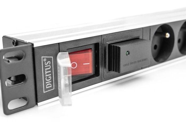 Produktbild: Digitus DN-95407-FR 19 Zoll Netzwerkschrank-Steckdosenleiste 1 HE Geeignet f&uuml;r Schranktiefe: ab 300 mm Aluminium, Aluminium (eloxiert), Schwarz,