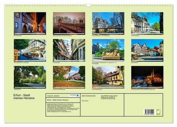 Produktbild: Erfurt - Stadt meines Herzens (Wandkalender 2027 DIN A2 quer), CALVENDO Monatskalender
