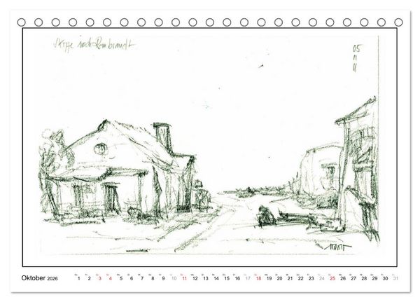 Produktbild: Rembrandt Landschaften wgVoigt (Tischkalender 2026 DIN A5 quer), CALVENDO Monatskalender