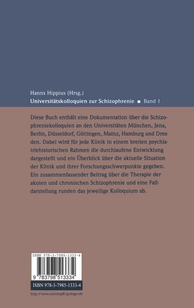 Produktbild: Universit&auml;tskolloquien zur Schizophrenie