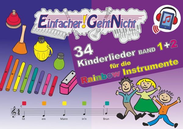 Produktbild: Einfacher!-Geht-Nicht: 34 Kinderlieder BAND 1+2 f&uuml;r die RAINBOW Instrumente (+Play-Along-Streaming) | LeuWa