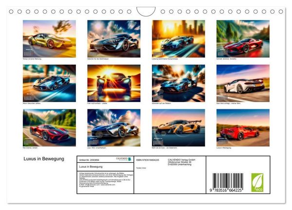 Produktbild: Luxus in Bewegung (Wandkalender 2026 DIN A4 quer), CALVENDO Monatskalender