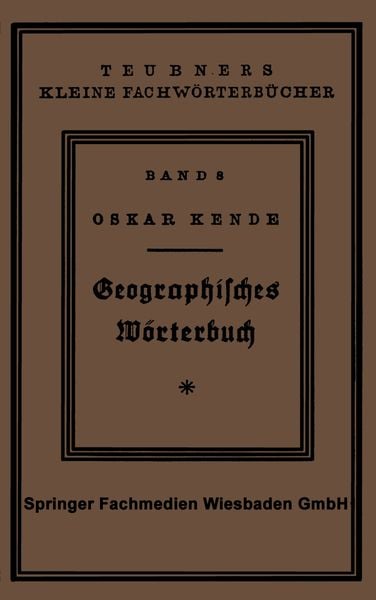 Produktbild: Geographisches W&ouml;rterbuch