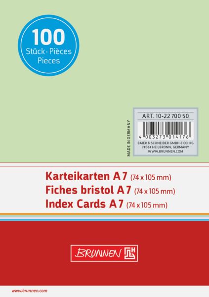 Produktbild: Brunnen Karteikarte A7 unlin gn 100St