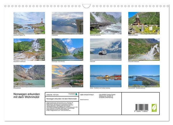 Produktbild: Norwegen erkunden mit dem Wohnmobil (Wandkalender 2026 DIN A3 quer), CALVENDO Monatskalender