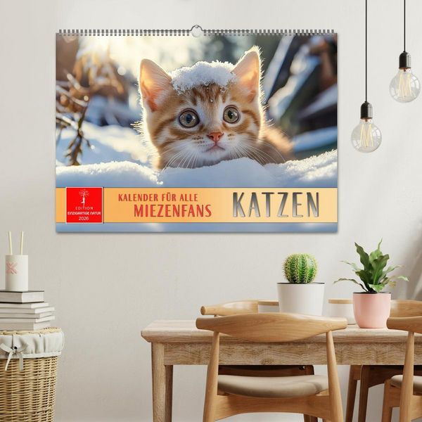 Produktbild: Katzen - Kalender f&uuml;r alle Miezenfans (Wandkalender 2026 DIN A2 quer), CALVENDO Monatskalender