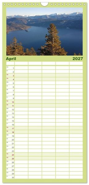 Produktbild: Familienplaner 2027 - Walchensee Panorama mit 5 Spalten (Wandkalender, 21 x 45 cm) CALVENDO