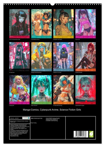 Produktbild: Manga-Comics. Cyberpunk Anime. Science Fiction Girls (hochwertiger Premium Wandkalender 2026 DIN A2 hoch), Kunstdruck in Hochglanz