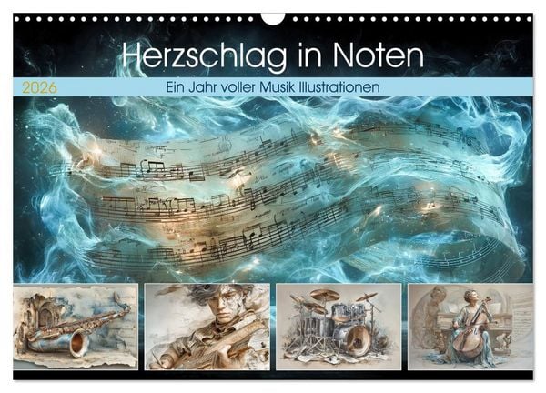 Produktbild: Herzschlag in Noten (Wandkalender 2026 DIN A3 quer), CALVENDO Monatskalender
