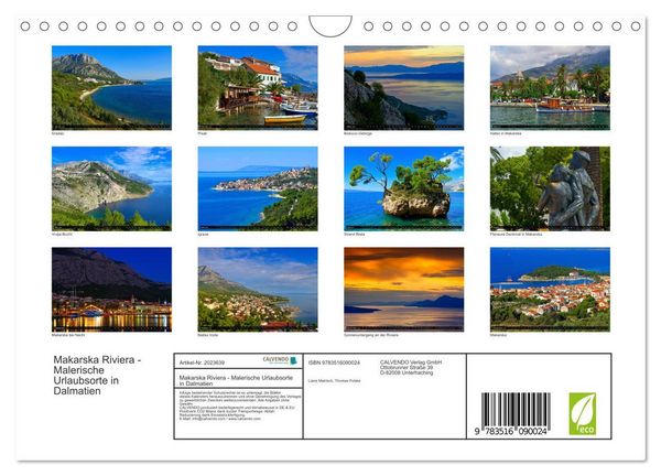 Produktbild: Makarska Riviera - Malerische Urlaubsorte in Dalmatien (Wandkalender 2026 DIN A4 quer), CALVENDO Monatskalender